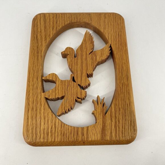 Vintage Bird Rustic Carved Wood Wall Hanging Plague Handmade - Picture 1 of 5